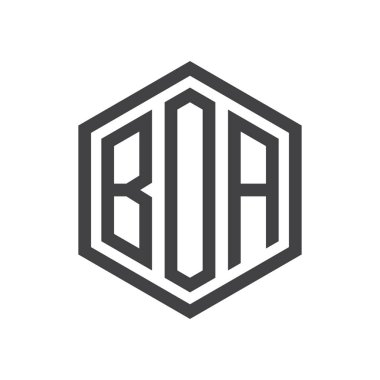 üç harfli baş harfleri altıgen logo siyah