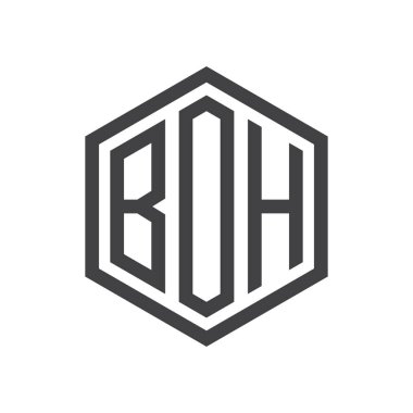 üç harfli baş harfleri altıgen logo siyah