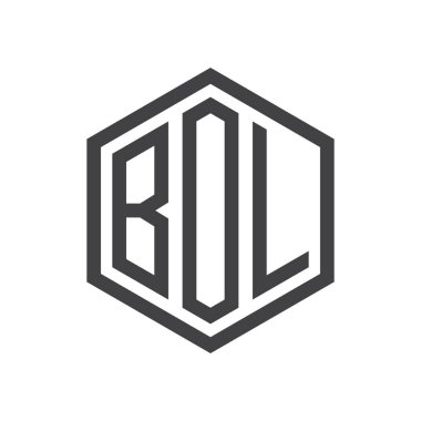 üç harfli baş harfleri altıgen logo siyah
