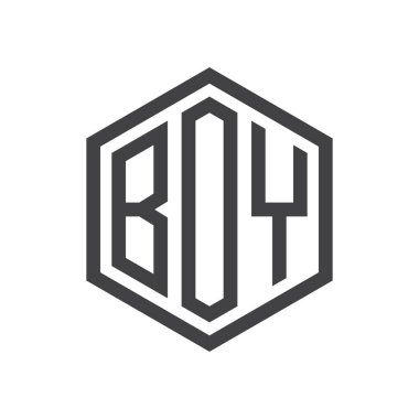 üç harfli baş harfleri altıgen logo siyah