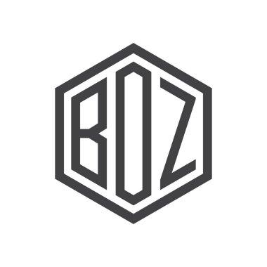 üç harfli baş harfleri altıgen logo siyah