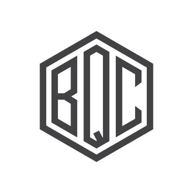 üç harfli baş harfleri altıgen logo siyah