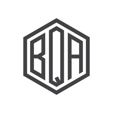 üç harfli baş harfleri altıgen logo siyah