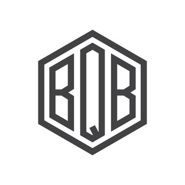 üç harfli baş harfleri altıgen logo siyah