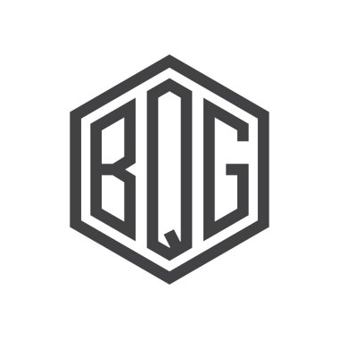 üç harfli baş harfleri altıgen logo siyah