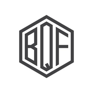 üç harfli baş harfleri altıgen logo siyah