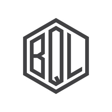 üç harfli baş harfleri altıgen logo siyah