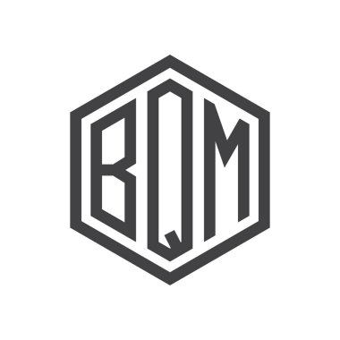 üç harfli baş harfleri altıgen logo siyah