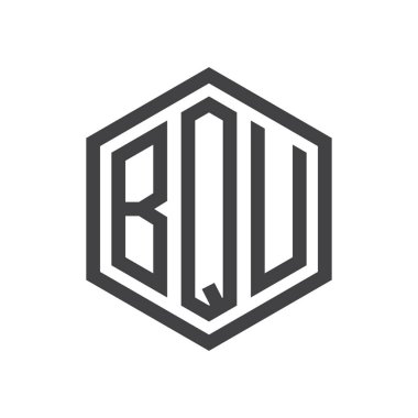 üç harfli baş harfleri altıgen logo siyah