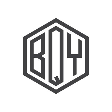 üç harfli baş harfleri altıgen logo siyah