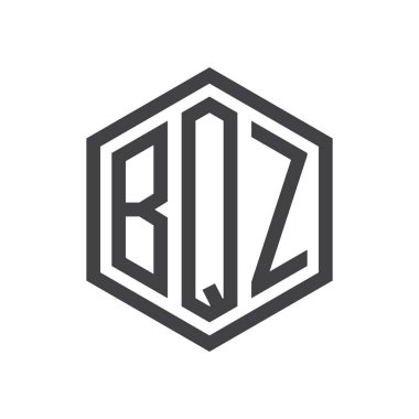 üç harfli baş harfleri altıgen logo siyah