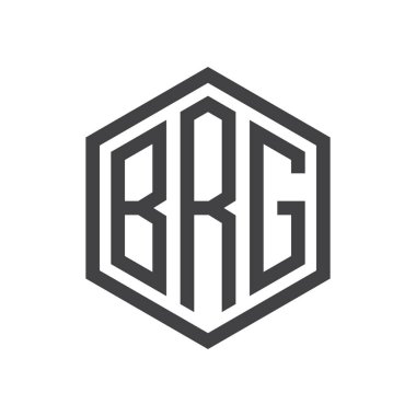 üç harfli baş harfleri altıgen logo siyah