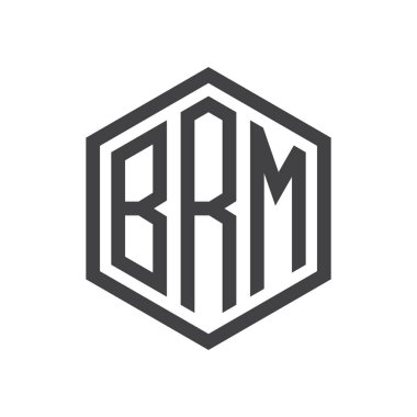 üç harfli baş harfleri altıgen logo siyah