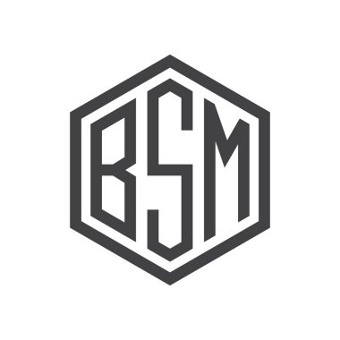 üç harfli baş harfleri altıgen logo siyah