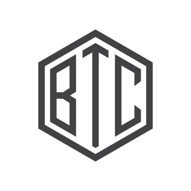 üç harfli baş harfleri altıgen logo siyah