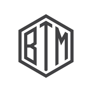 üç harfli baş harfleri altıgen logo siyah