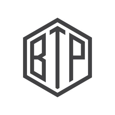 üç harfli baş harfleri altıgen logo siyah