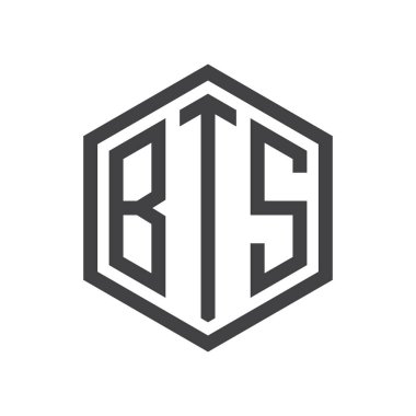 üç harfli baş harfleri altıgen logo siyah