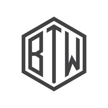 üç harfli baş harfleri altıgen logo siyah