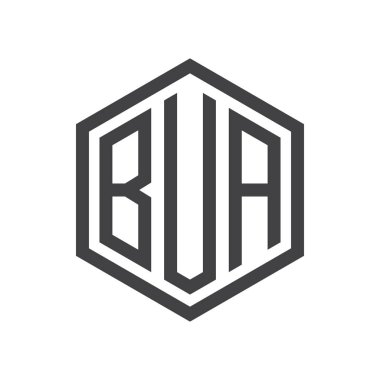 üç harfli baş harfleri altıgen logo siyah