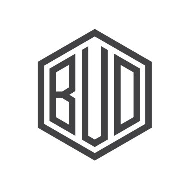 üç harfli baş harfleri altıgen logo siyah