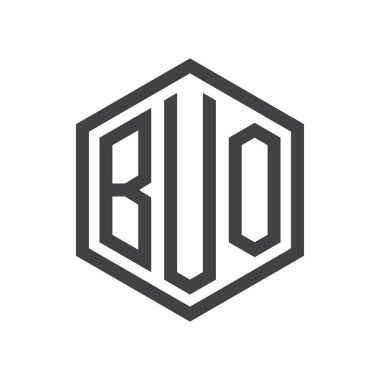 üç harfli baş harfleri altıgen logo siyah