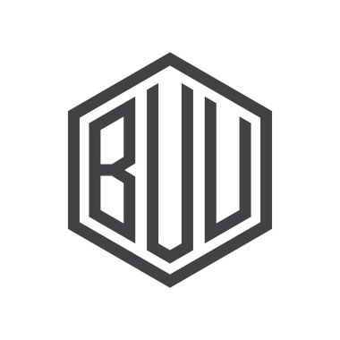 üç harfli baş harfleri altıgen logo siyah