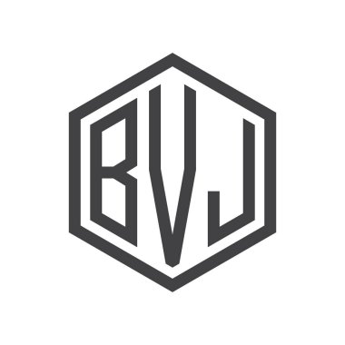 üç harfli baş harfleri altıgen logo siyah