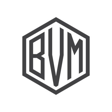 üç harfli baş harfleri altıgen logo siyah
