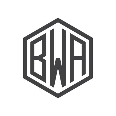 üç harfli baş harfleri altıgen logo siyah