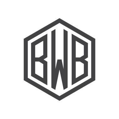 üç harfli baş harfleri altıgen logo siyah