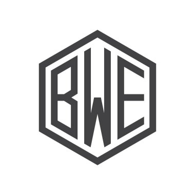 üç harfli baş harfleri altıgen logo siyah