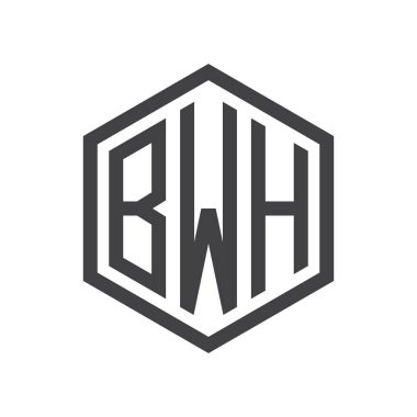 üç harfli baş harfleri altıgen logo siyah