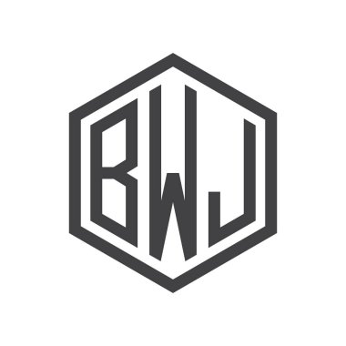 üç harfli baş harfleri altıgen logo siyah