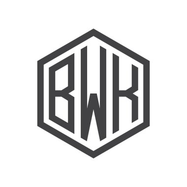 üç harfli baş harfleri altıgen logo siyah