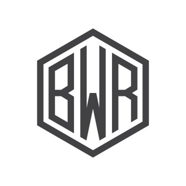 üç harfli baş harfleri altıgen logo siyah