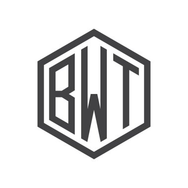 üç harfli baş harfleri altıgen logo siyah