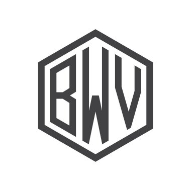 üç harfli baş harfleri altıgen logo siyah