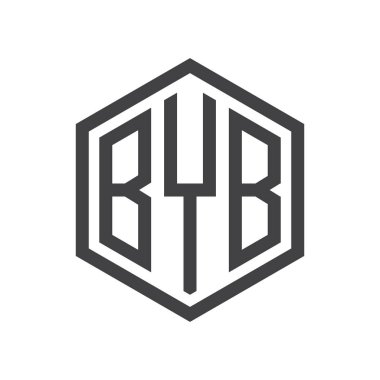 üç harfli baş harfleri altıgen logo siyah