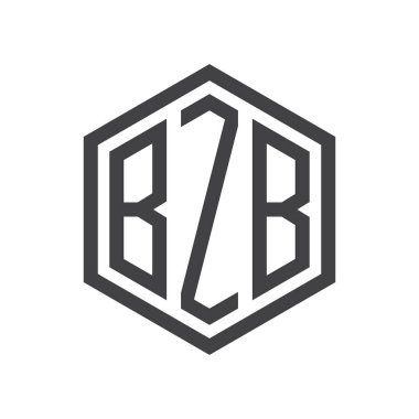 üç harfli baş harfleri altıgen logo siyah