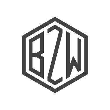 üç harfli baş harfleri altıgen logo siyah