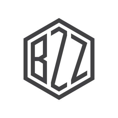 üç harfli baş harfleri altıgen logo siyah