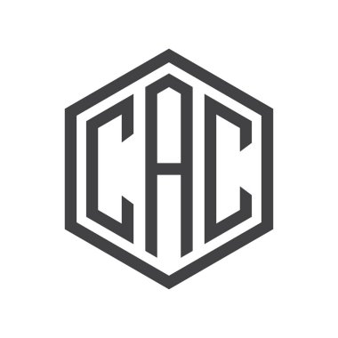 üç harfli baş harfleri altıgen logo siyah