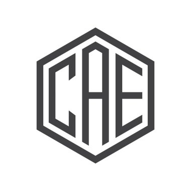 üç harfli baş harfleri altıgen logo siyah