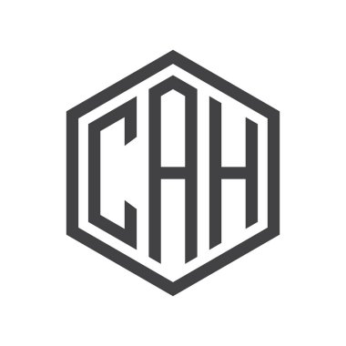 üç harfli baş harfleri altıgen logo siyah