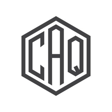 üç harfli baş harfleri altıgen logo siyah