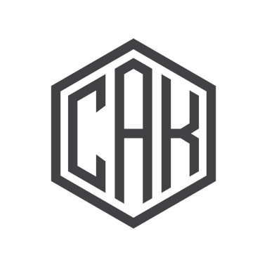 üç harfli baş harfleri altıgen logo siyah