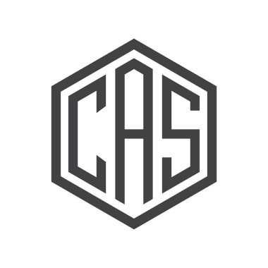 üç harfli baş harfleri altıgen logo siyah