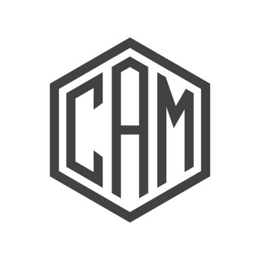 üç harfli baş harfleri altıgen logo siyah