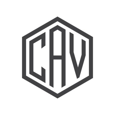 üç harfli baş harfleri altıgen logo siyah